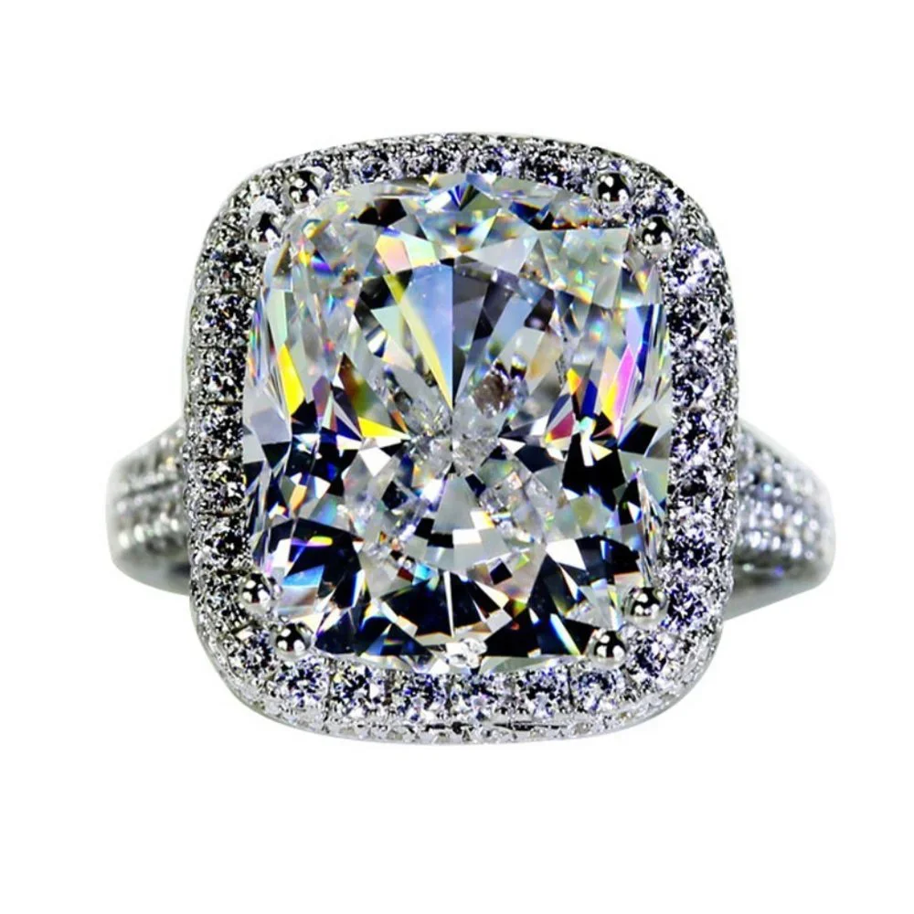 *NEW Platinum Cushion Halo Dome Engagement Ring